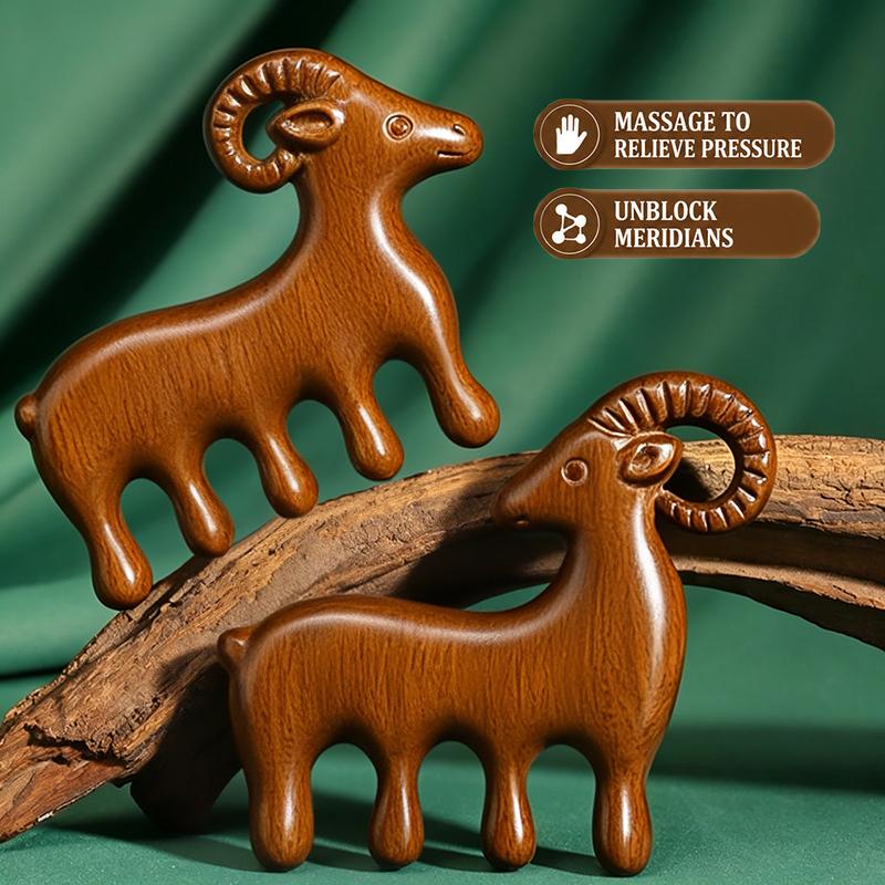 Sandalwood Goat Shaped Massage Comb Smooth Rounded Teeth Scalp Soothing For Daily Hair Care Home Relaxation