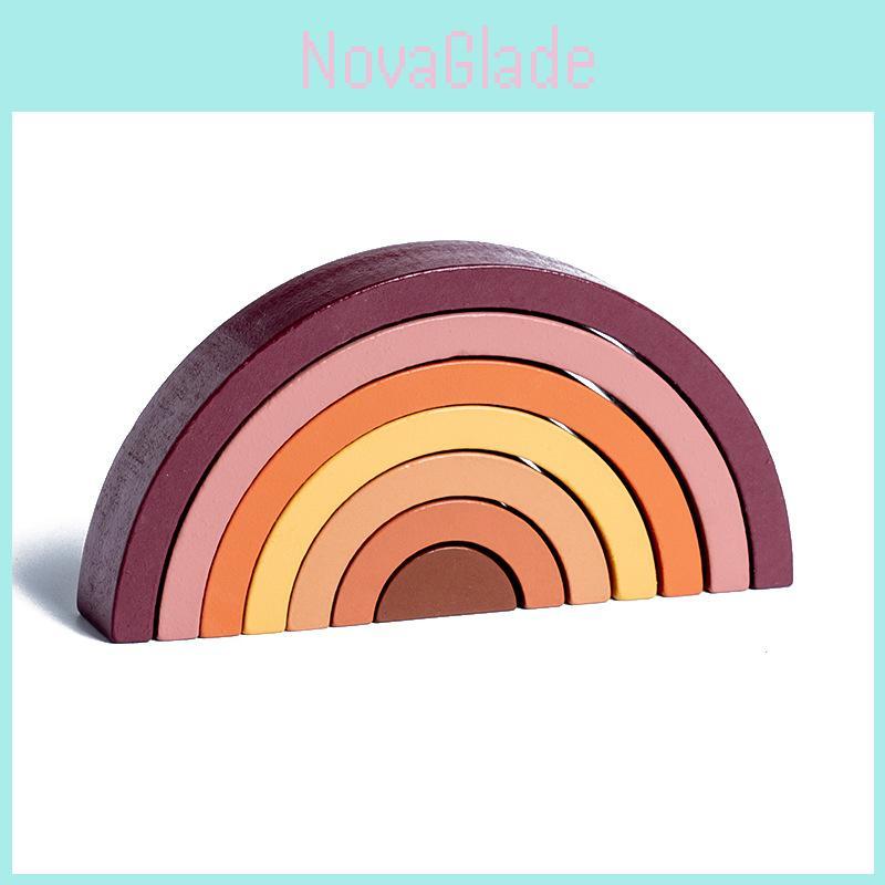 Wooden Rainbow Arch Building Blocks Educational Toy For Kids Learning Play