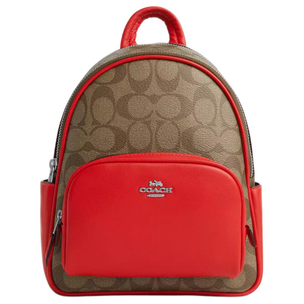 Coach Court 19 Classic Monogram Double Zipper Backpack Women backpack Silver Khaki CR285-SVUC3 Basic Set BagDust Bag 21140₽