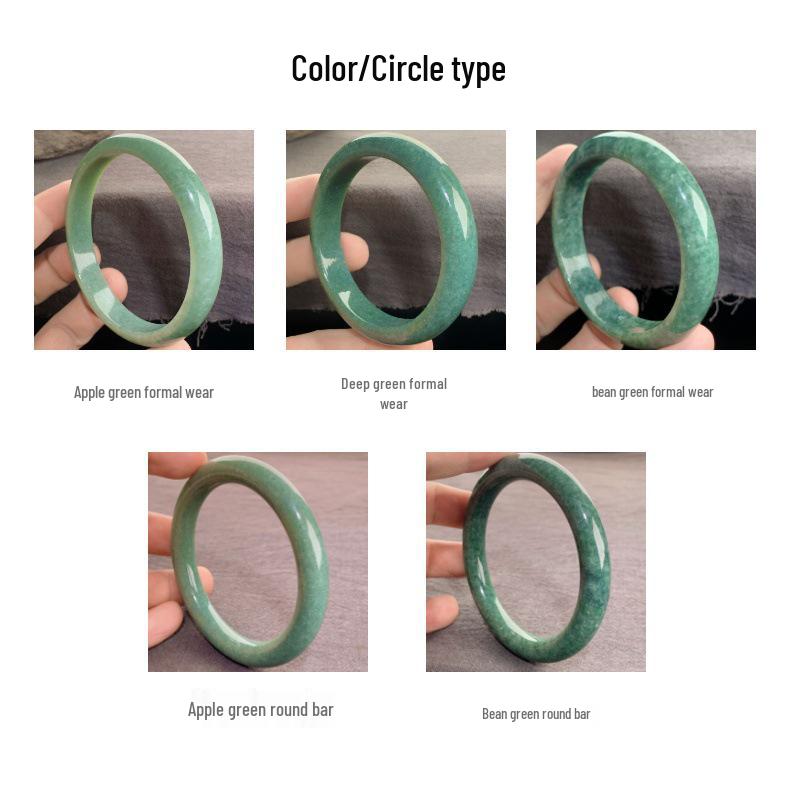 Natural A-Grade Burmese Jadeite Bangle, Round Bar, Bean and Apple Green Jade Jewelry.