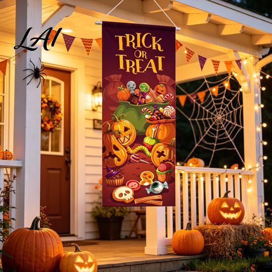 Witch Theme Wall Decor Halloween Flag Banner Backdrop Spooky Pumpkin Ghost Hanging Decorative Photo Booth Backgrounds Background Decoration