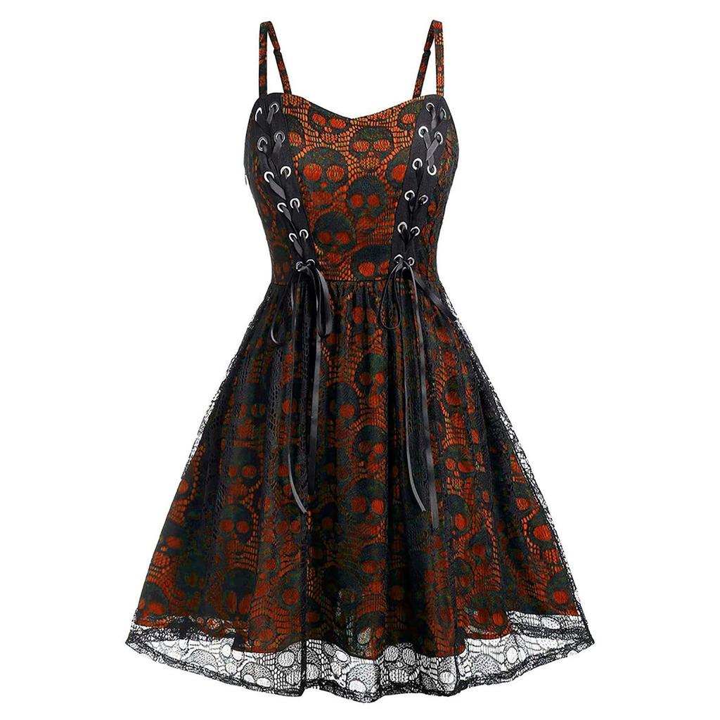 Women's Lace Mesh Halloween Sleeveless Suspender Dress