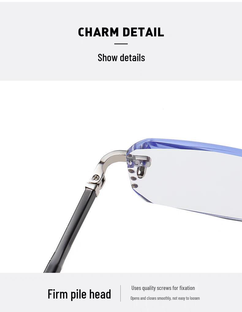 Men's Fashion Frameless Diamond-Cut Presbyopic Glasses: HD, Anti-Fatigue, Eye Protection for Middle-Aged & Elderly Readers