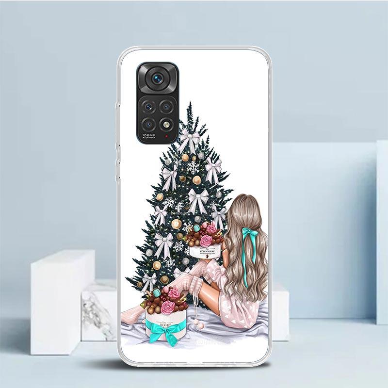 Christmas Girls Tree Gift Phone Case For Xiaomi Redmi Note 15 14 14S 13 12S 12 Pro Plus 11S 11 11T 11E 10S 10 + Soft TPU Back Co