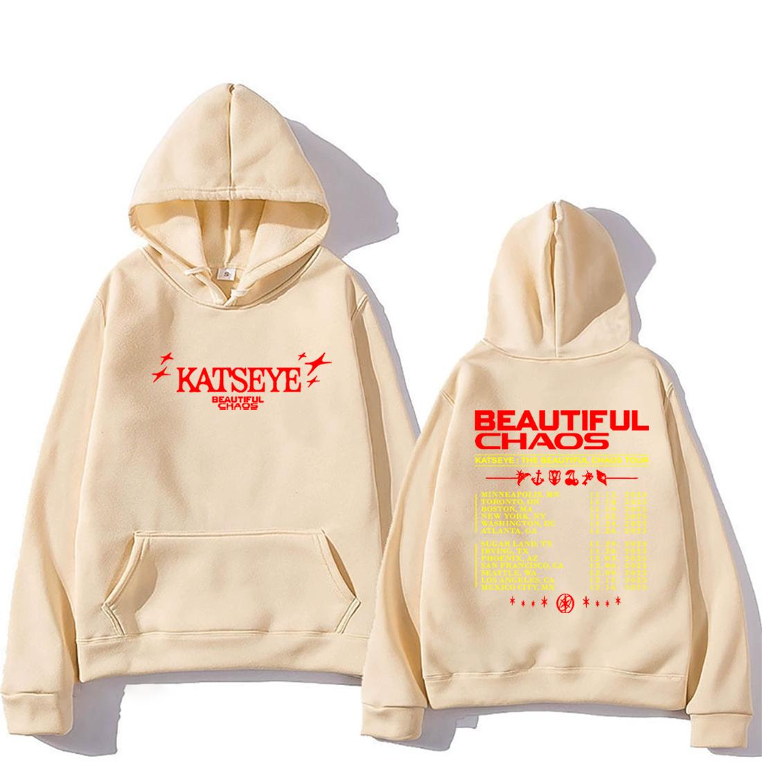 

Katseye The Beautiful Chaos Tour 2025 мода Графічне худі Чоловіче Жіноче Довгий рукав вінтажний Фліс хіп-хоп Толстовки з капюшоном 3XL