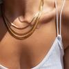 Hot Sale Gold Plated Snake Chain Silver Cartilaginous Flat Herringbone Stainless Steel Necklace Jewelry for Women Men Gifts