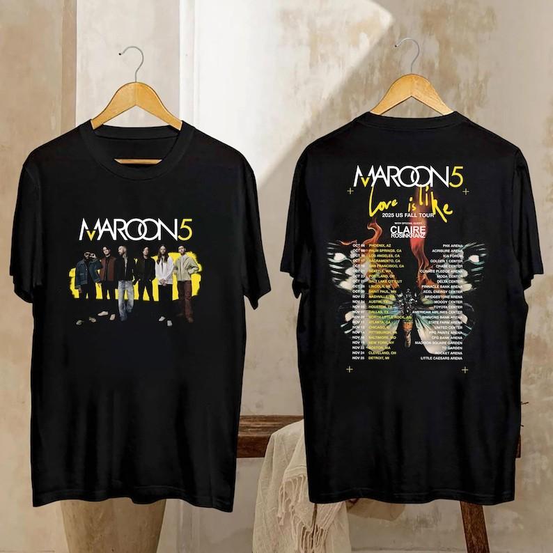 Maroon 5 Love Is Like Us Fall Tour 2025 T-Shirt, Band Concert Tee