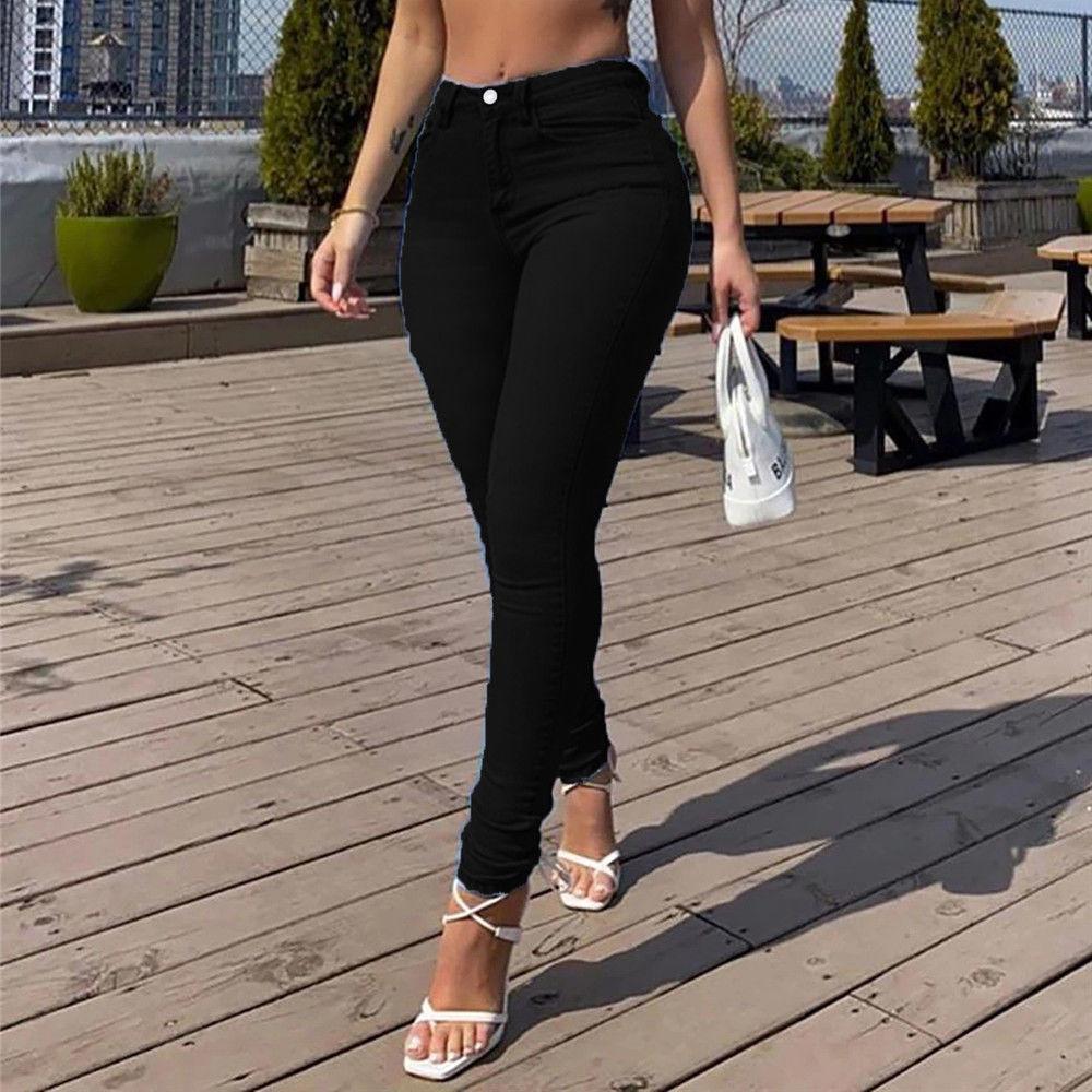 Women's European & American Style Peach Hip Skinny Jeans - Fashionable Casual Pencil Pants