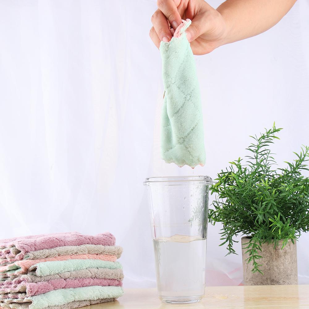 Super Absorbent Microfiber Kitchen Scouring Pad Non-stick Oil Rags Cleaning Towel Clean Cloths