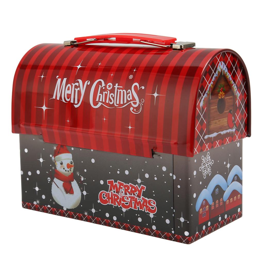 Christmas Piggy Bank HD Color Printing Exquisite Patterns Storage Candy Box with Iron Buckle Handle