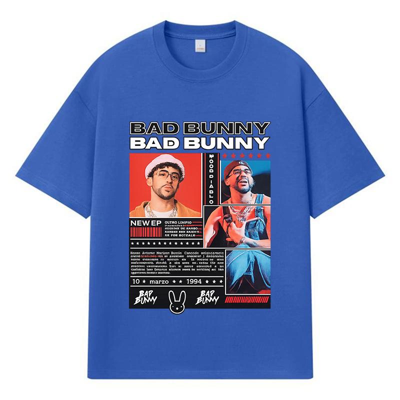2026 Bad Bunny Printed Graphic Streetwear Y2k Harajuku Clothes 100% Cotton T Shirt Casual Oversized Summer Men T-shirt