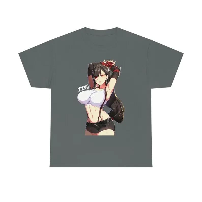 Final Fantasy VII Tifa Lockhart Anime Graphic T-Shirt Waifu Game Black Unisex Oversized Casual Gaming T-shirt