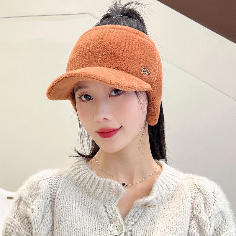 New Women Soft Winter Hat Faux Fur Warm Ponytail Cap Fashion Decorate Beanie Hat For Female Casual Earflap Knitted Hat
