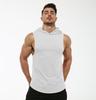 Men's Sleeveless Hooded Fitness Sweatshirt with Elastic Round Hem