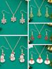 Flower Necklace and Earring Set , Sweet Christmas Jewelry , Alloy Chain 41 - 50 Cm , Trendy Cute Holiday Gift