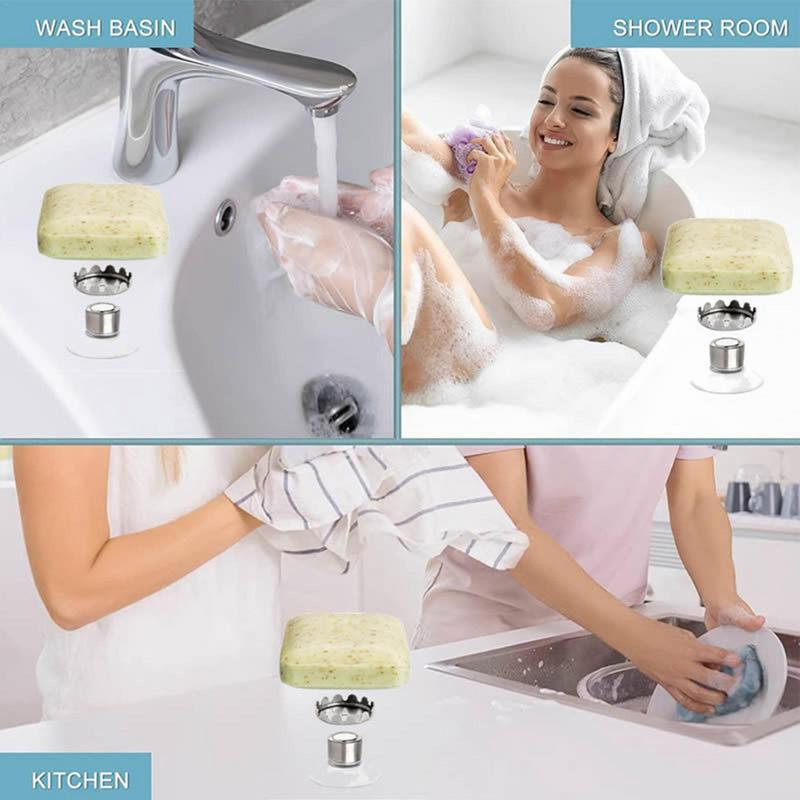 Suction Cup Soap Hanger Wall Mounted Soap Rack With Strong Magnet Removable Hanging Soap Holders For Bathroom Shower