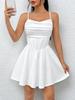 2025 European & American Spaghetti Strap Waist-Cinched Summer Dress - Elegant, Slimming, Short Skirt for Women