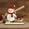 Reusable Wooden Christmas Figures Tabletop Ornament, Cute Spliced Elk/Santa Claus/Snowman Desktop Handmade Style Holiday Table Ornaments Decorations