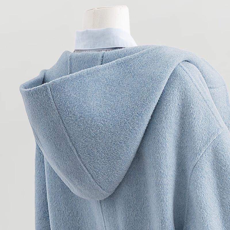 Women's 100% Wool Hooded Dropped Shoulder Coat