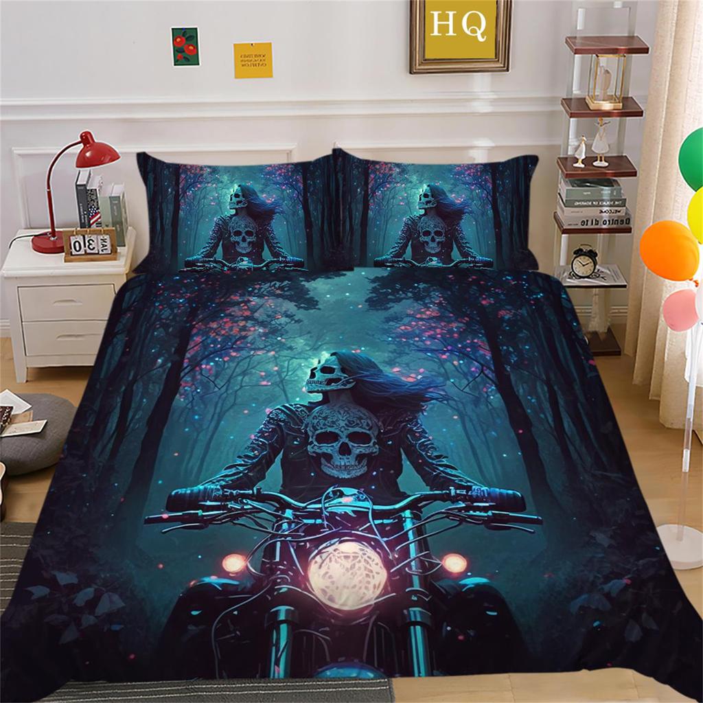 3D Skull Head Beauty Bedding Set Quilt Cover Pillow Cover Bedding Set AU King Full Size Single/Double Bed Home Decoration