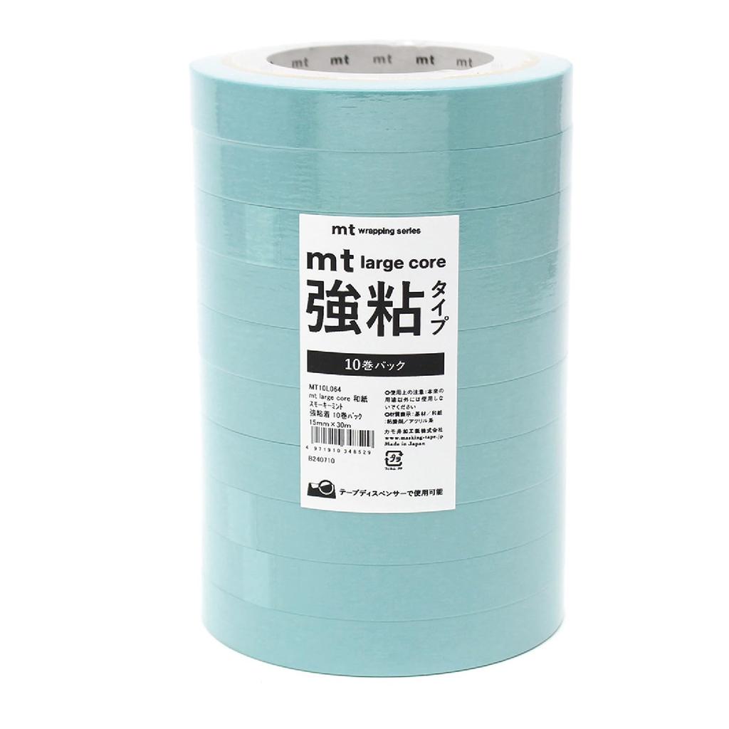 Kamoi Kakoshi Masking Tape mt Large Core Thick Core Tape Strong Adhesive Washi Paper 15mm x 30m Large Capacity Pack Plain Smoky Mint MT10L064 10-Roll