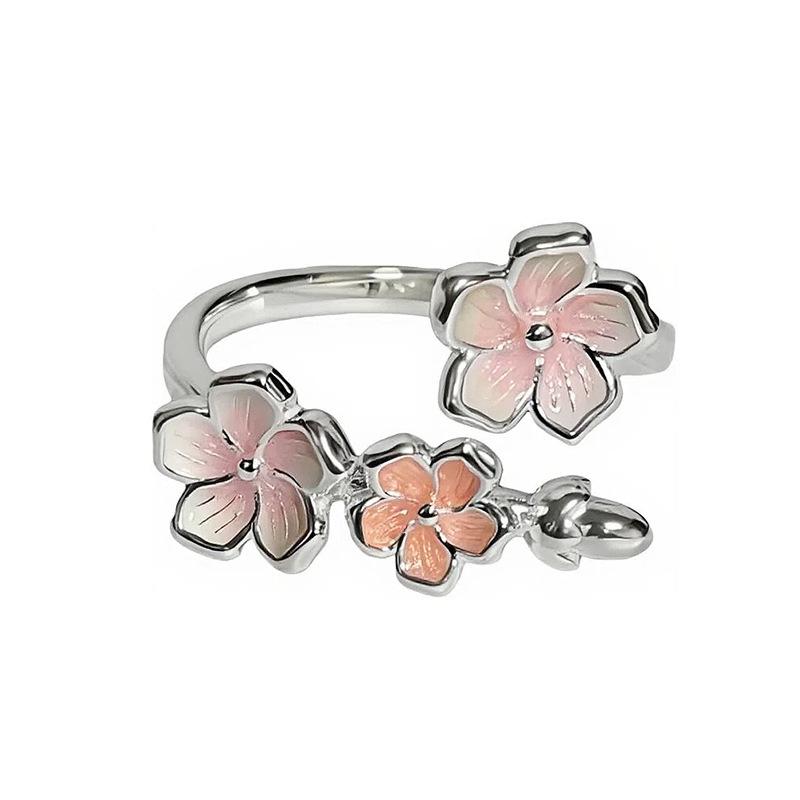Inel Deschis Floare Zână Super Schimbare Graduală Email Stil Dulce Design Nișă Feminină Modă Vânt Rece Inel Index Pliabil