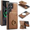 Leather for Magsafe Phone Case for Samsung Galaxy S26 S24 S23 S25 Ultra S26 Plus FE Bracket Magnetic Cover with Card Holder LK1