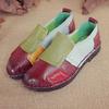 New flat-soled women's shoes leather casual color matching women's single shoes medium mother shoes