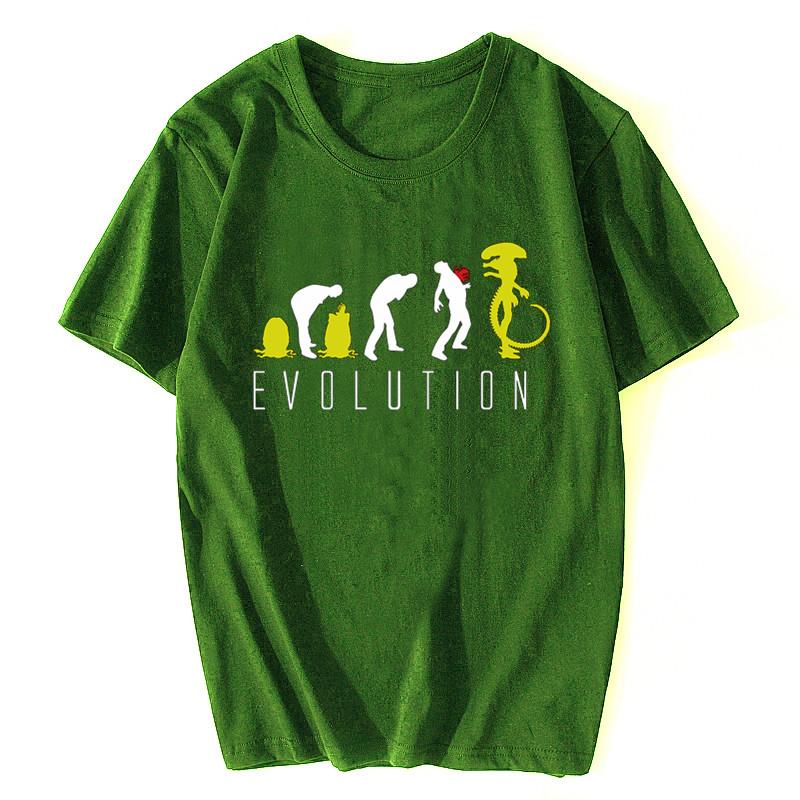 Man Women Fashion T Shirt Funny Evolution Of Alien Mens SciFi TShirt Men Leisure Tops Male Summer Oversized Tees Cotton