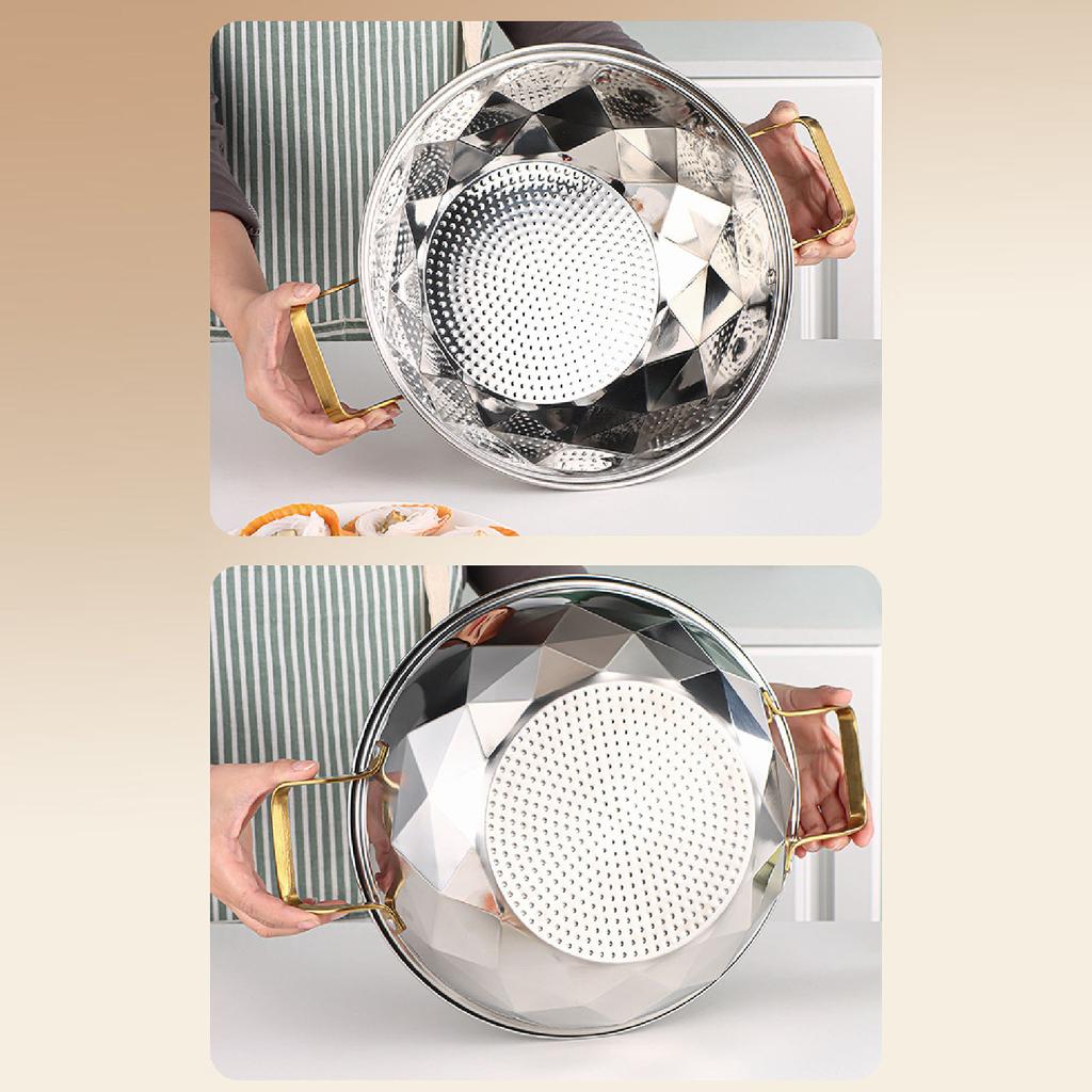 Garnek do gotowania na parze 28x20cm, Wielofunkcyjny garnek do gotowania na parze ze stali nierdzewnej z dwuwarstwową wkładką do gotowania na parze, do kuchenki indukcyjnej, gadżety kuchenne