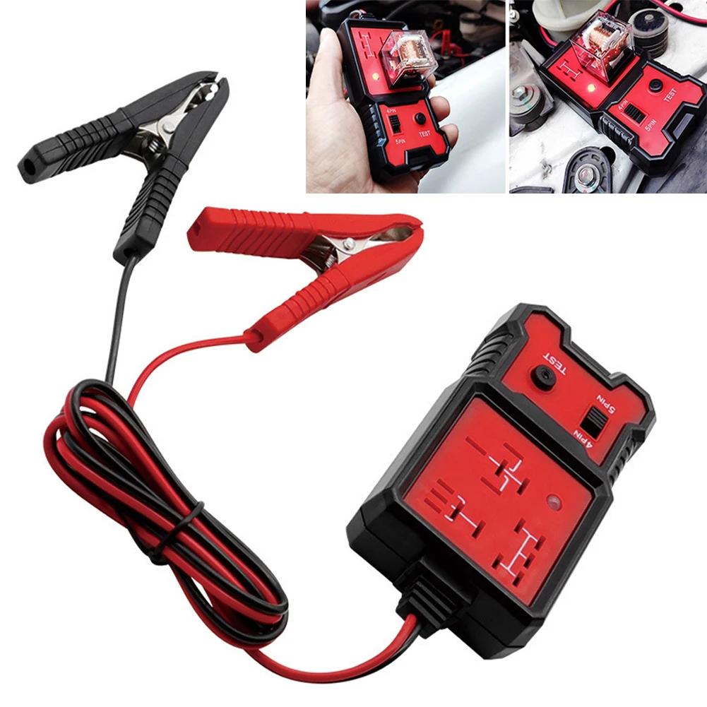Auto Relay Tester for 12V - Durable Car Diagnostic Tool with Battery Clips, Fits 4-Pin & 5-Pin Relays Car Battery Checker