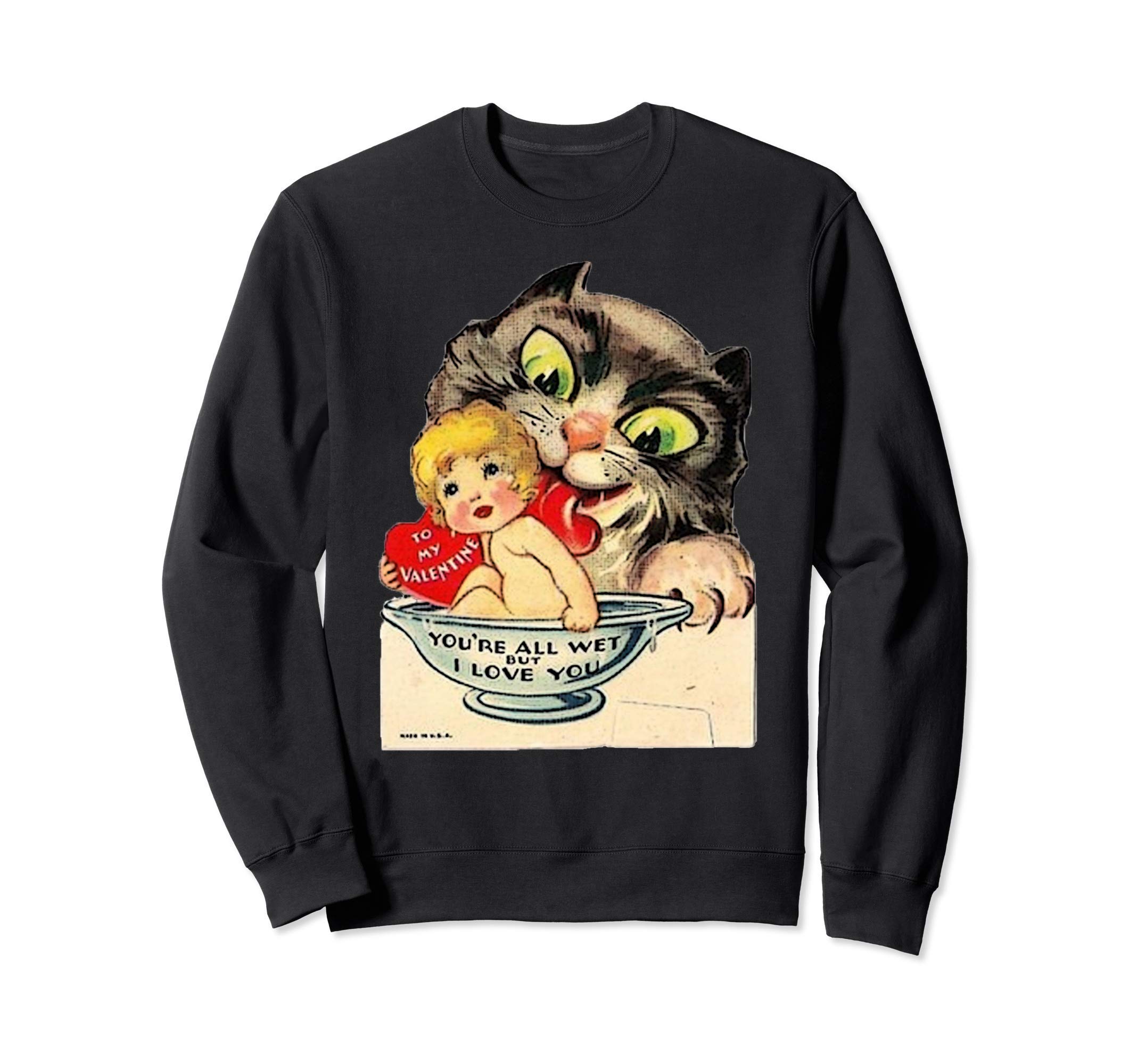 

Vintage Creepy Cat Bath Valentine Sweatshirt чорний