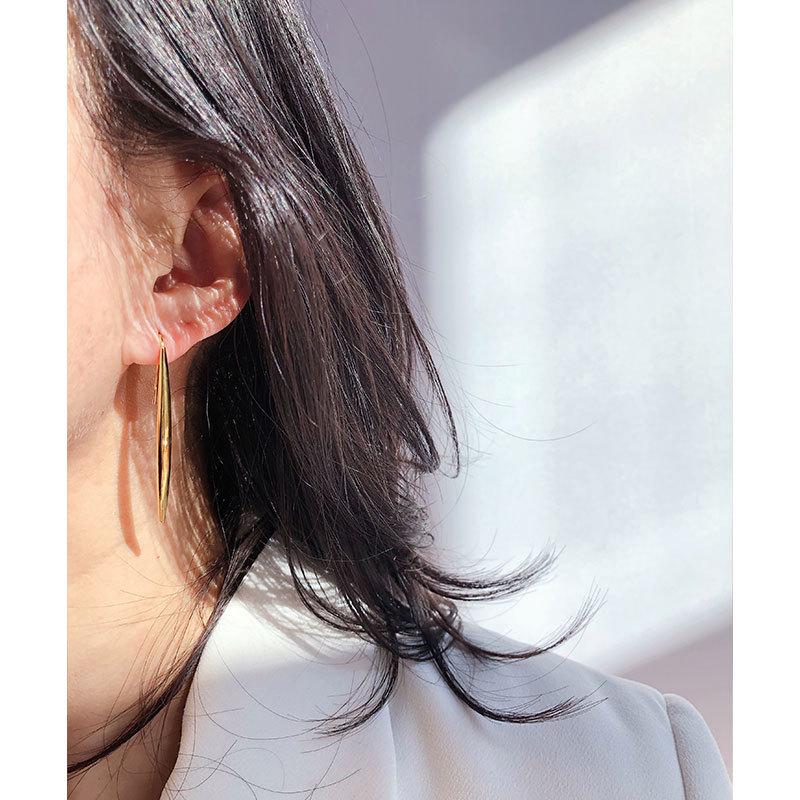 Gold-Plated European & American Crescent Line Earrings 379 - Bold and Trendy Personality Accessory