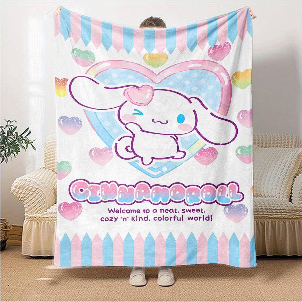 1pc Sanrio Cinnamoroll1 Blanket, Gift, for Men and Women, Soft Blanket, Good for Sofa Bed Couch Travel, Lightweight Flannel Blanket