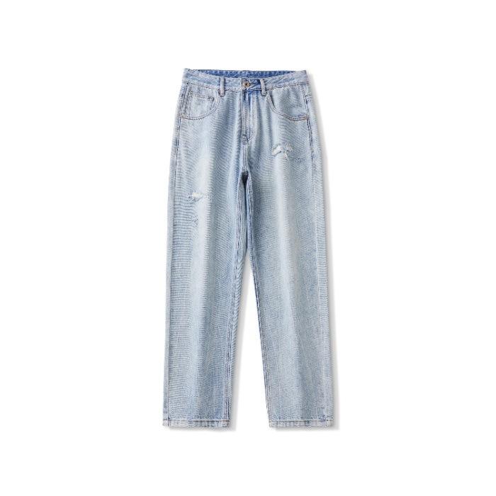 

Новые весенне-летние японские свободные джинсы из денима в стиле ретро с потертостями и рваностями, микро-конусные, длиной девять точек 40 синий