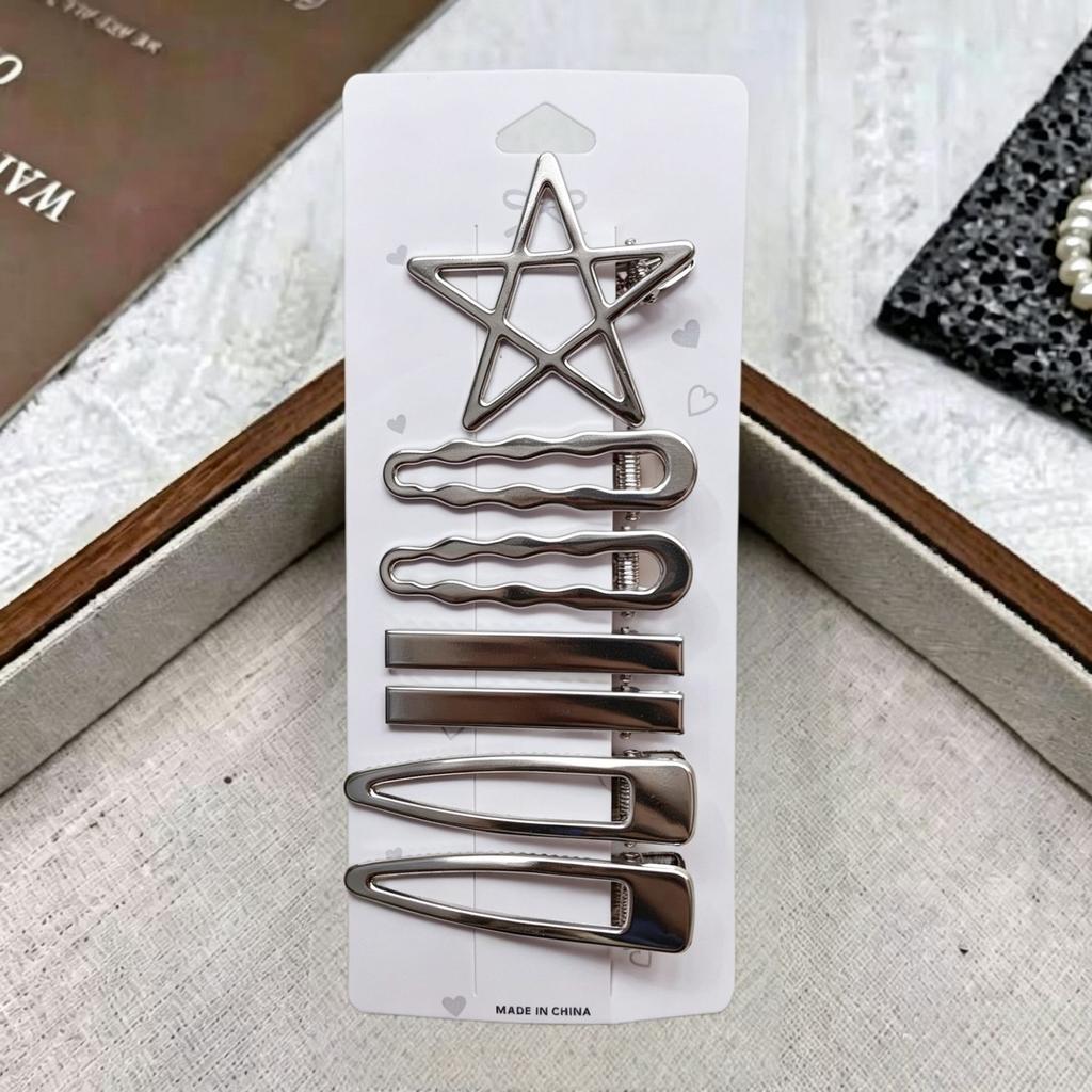 Metal Hairpin, Broken Hair On The Side, Bangs, Hairpin, Hair Accessories, Silver Bangs Clip Set, One-Word Clip