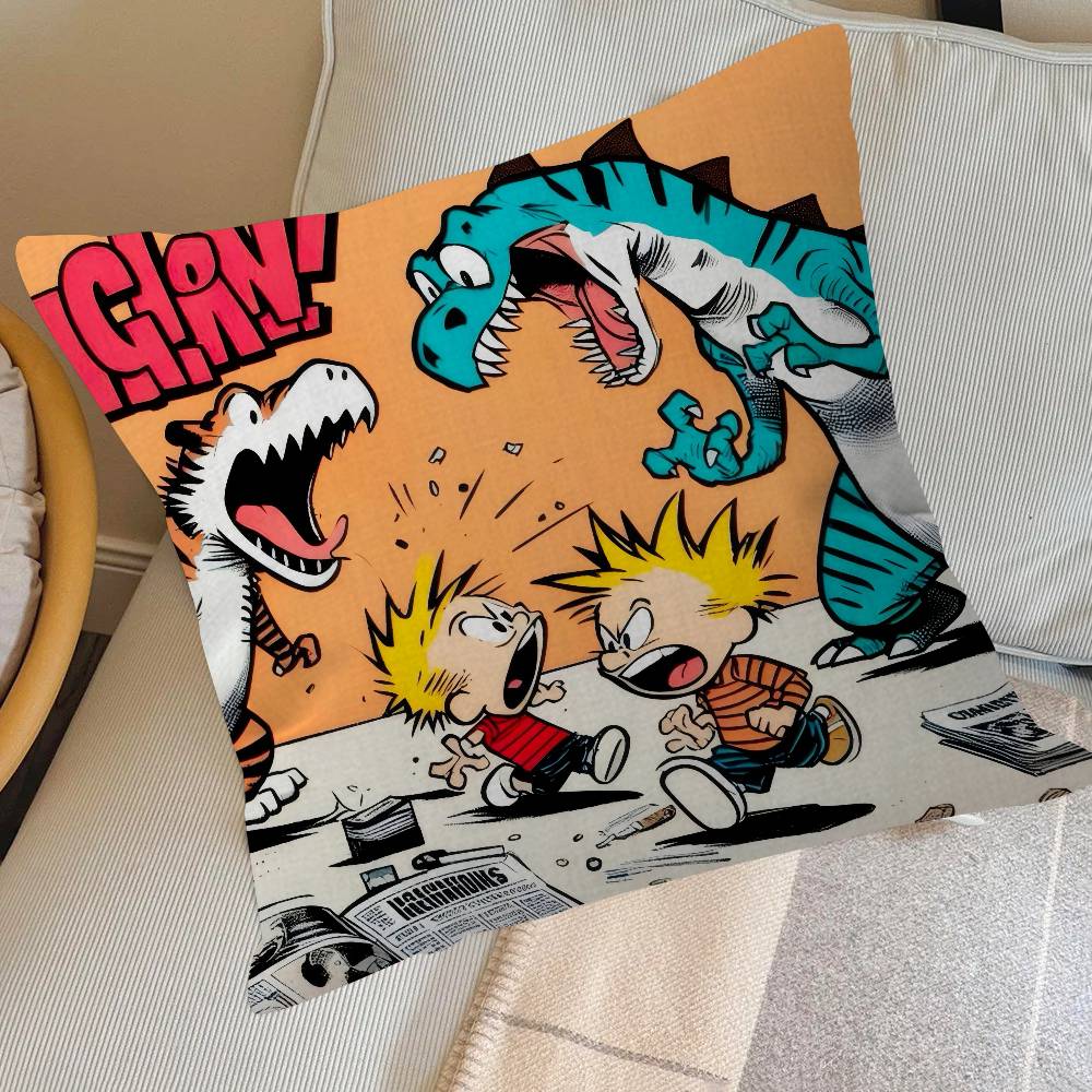 Anime C-Calvin And H-Hobbes Cushion Cover Inches Farmhouse Decor Home Throw Pillow Covers For Couch Decorations