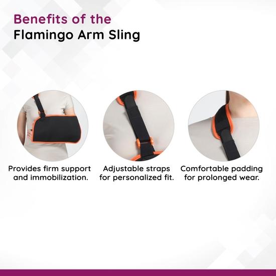 Flamingo Brown Arm Pouch Breathable Sling Strap with Shoulder Cushion SUPPORT