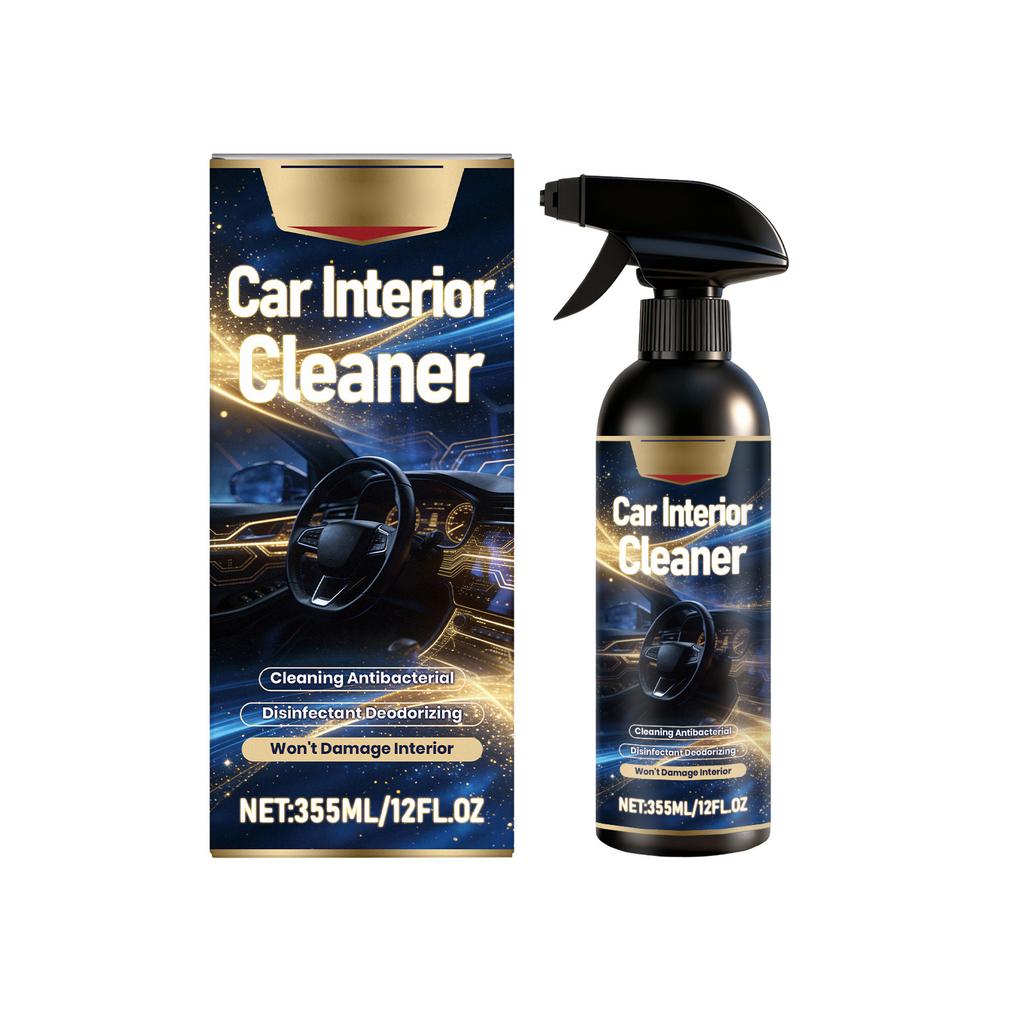 Car interior cleaner, for cleaning, refinishing, stain removal, and daily maintenance of car interior seats, 355ml.