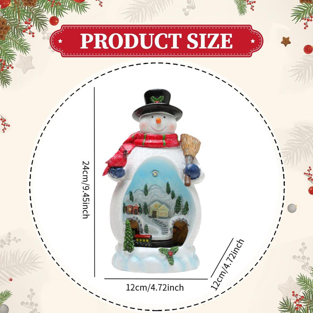 Christmas Figurine Collectible Led Desk Resin Rotating Train Musical Ornament for Apartment Hotel