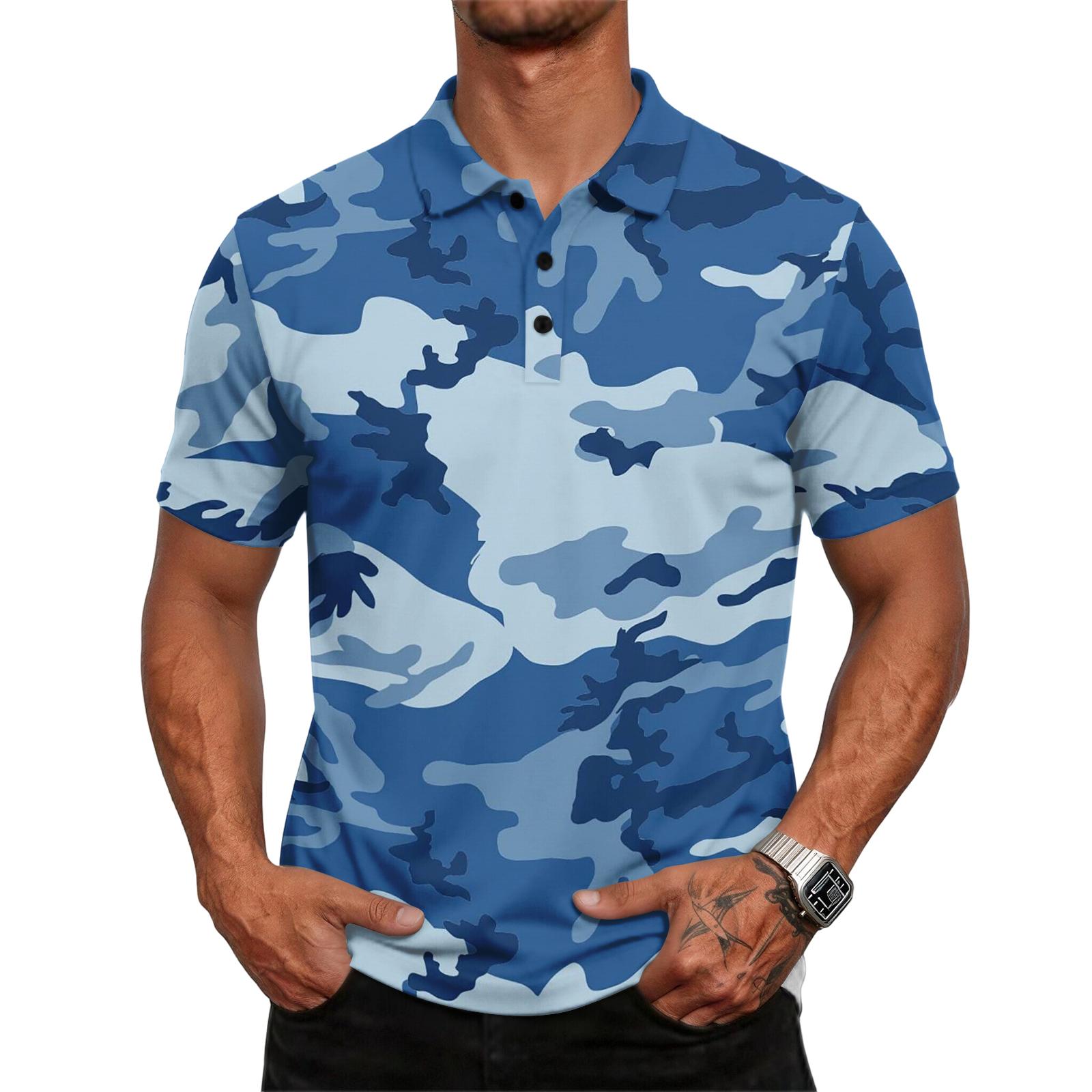

Men s casual loose-fitting fashionable camouflage pattern printed short-sleeved T-shirt top XL