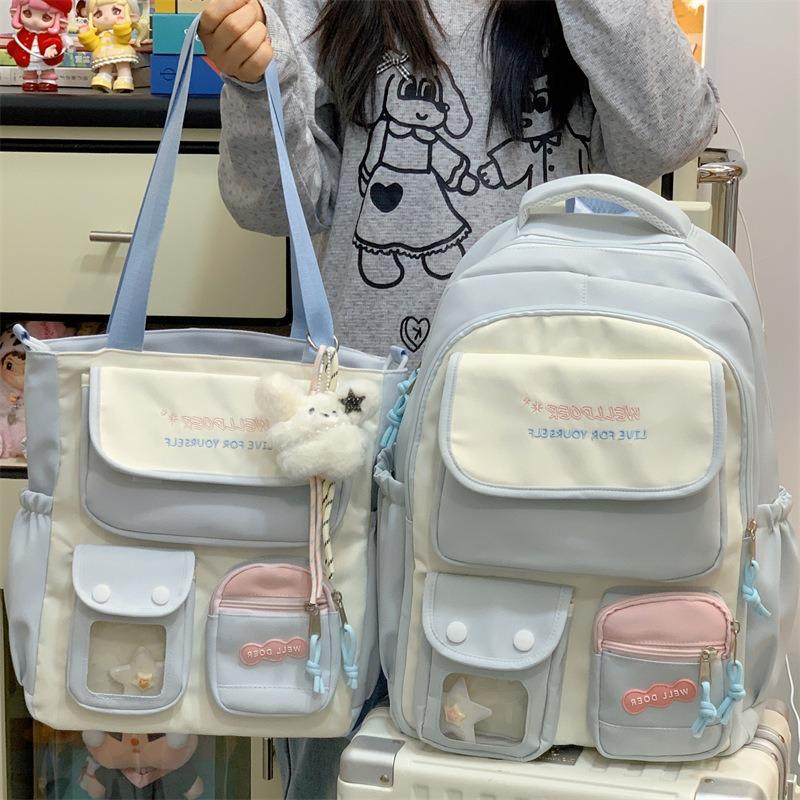 New college style student schoolbag large capacity candy color fresh high value travel lightweight versatile backpack
