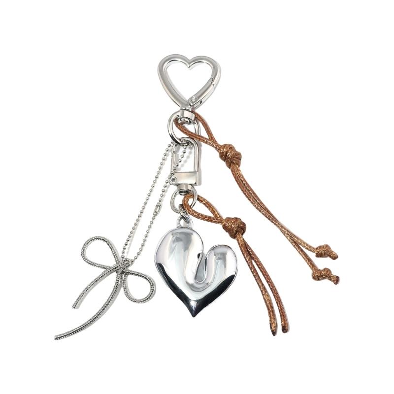 Aesthetic Keychain Charms,Heart Bows Bag Charm Pendant Sweet Heart Bows Keychains Charms Hanging Ornament for Womens