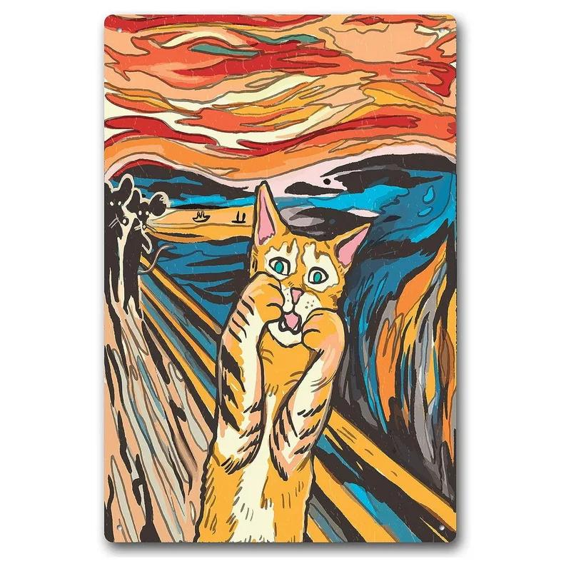 Cats Decor Funny Metal Tin Signs I Love you to the moon and Back Cat Posters for Home Bathroom cafe Pub Bar Gifts for Cat Lov