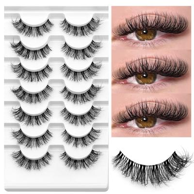 Pluizige Kunstwimpers 5/7 Paren Natuurlijke Cat Eye Wimpers Transparante steel Faux nerts Wimpers Dikke Zachte Krullende Wimpers