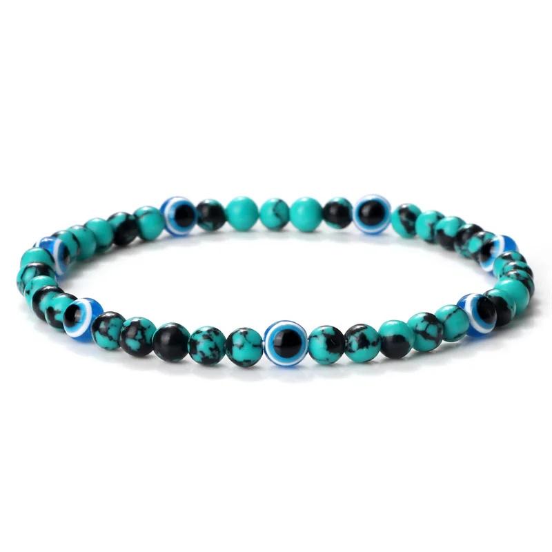Türkisches blaues Armband mit bösen Augen, 4 mm Mini-Perlen, natürliches Tigerauge, Lavastein, Glücksarmbänder für Frauen und Männer, Schmuck, Pulseras Homme