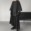 Men Summer T-shirt Hip Hop Solid Color Three Quarter Sleeve Irregular Design Oversized Keep Cool Round Neck Pullover Fall Spring Top Men Clothes