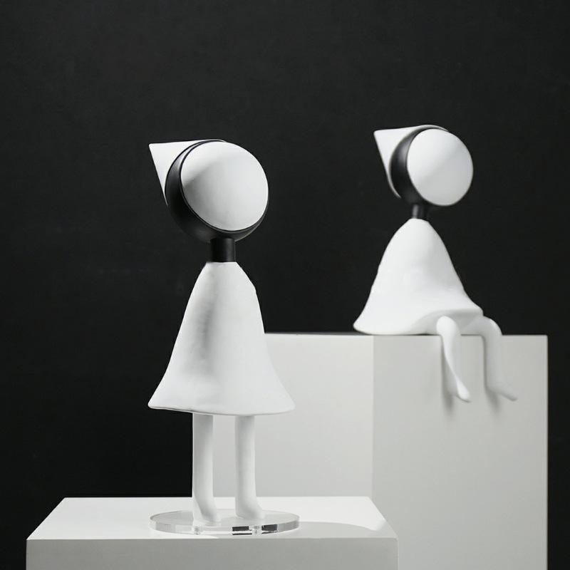 Modern Simple Standing Posture Ada Abstract Pointed Hat Figure Sitting Posture Sculpture Ornaments Entrance Study Living Room Soft Decorations