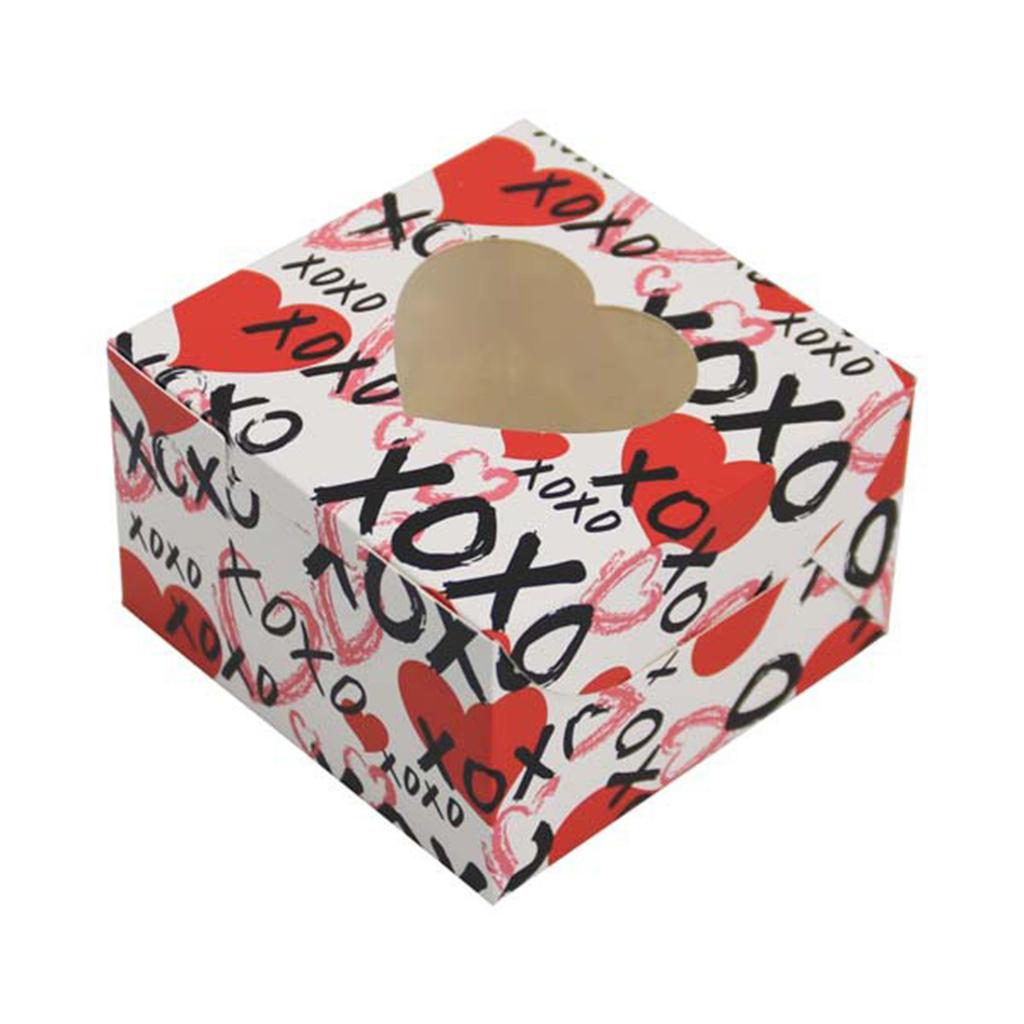 Valentine's Day Treat Box Heart Cardboard Box with Window Valentines Gift Container for Goodie Cookie Candy Party Supply