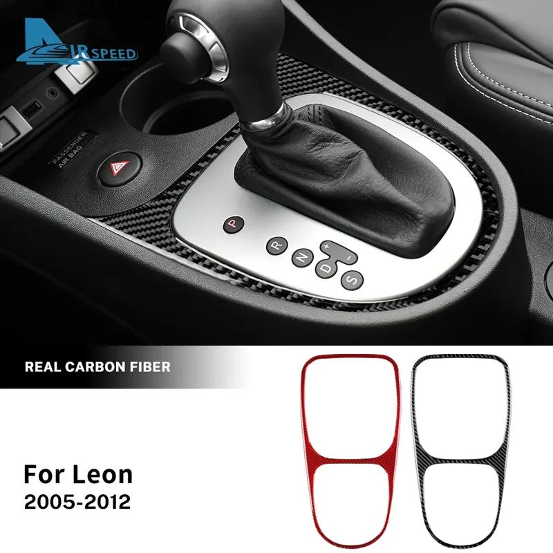 For Seat Leon 2005 2006 2007 2008 2009 2010 2011 2012 Real Soft Carbon Fiber LHD RHD Car Gear Shift Panel Sticker  Accessories